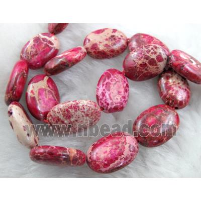 Sea Sediment Beads, flat oval, red