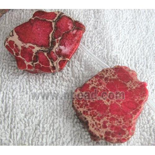 Sea Sediment slice beads, freeform, red