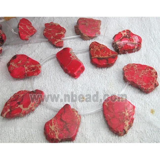 Sea Sediment slice beads, freeform, red