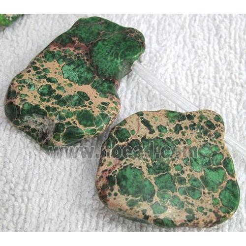 Sea Sediment slice beads, freeform, green