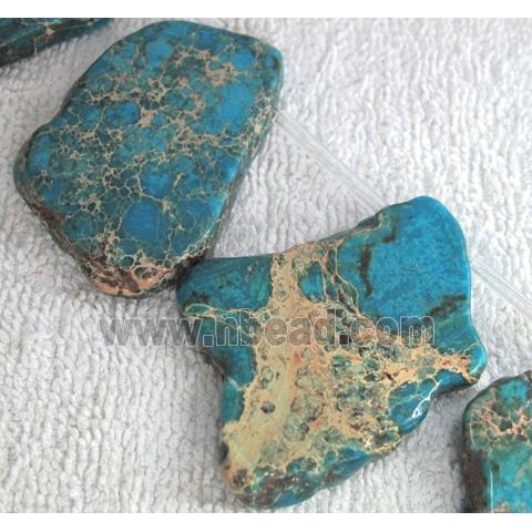 Sea Sediment slice beads, freeform, blue