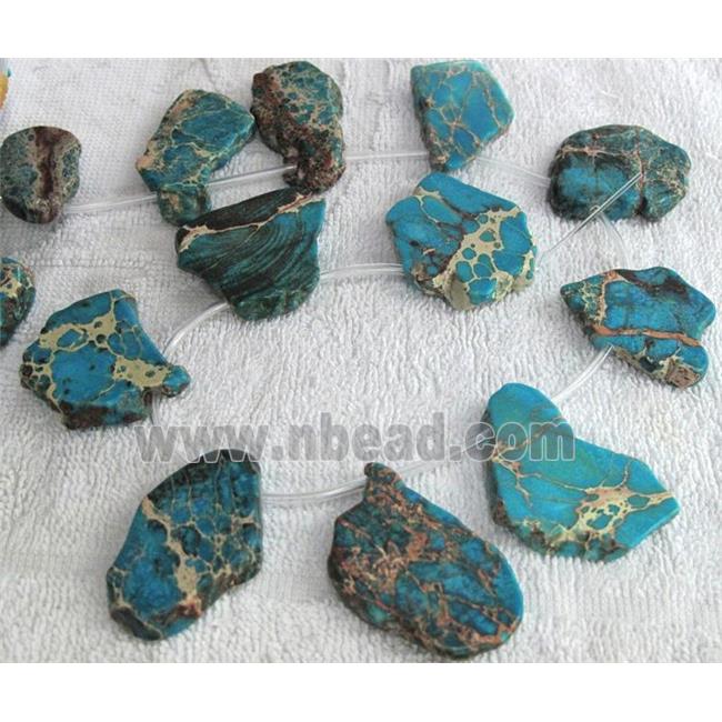 Sea Sediment slice beads, freeform, blue