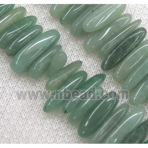 green aventurine stick beads, freeform