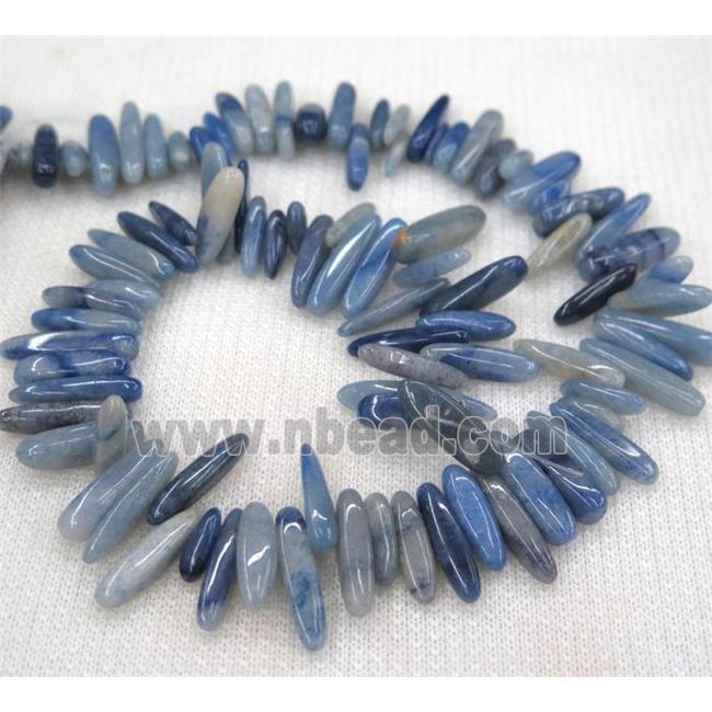 blue aventurine chip beads, freeform stick