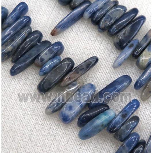 blue sodalite chip beads, freeform stick