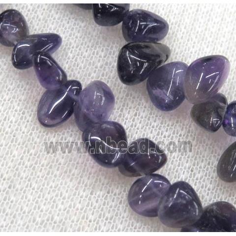amethyst chips bead, teardrop freeform, purple