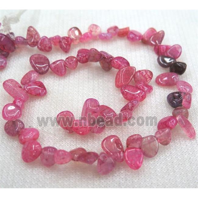pink dragon veins agate chips bead, freeform