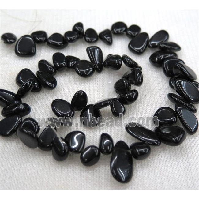 black onyx chip beads, synthetic, freeform