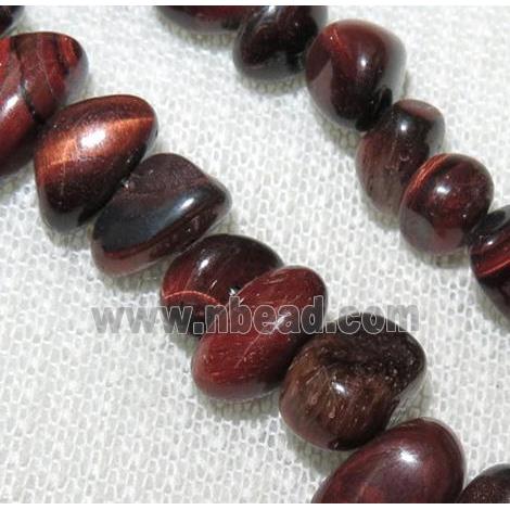 red tiger eye beads, freeform chip