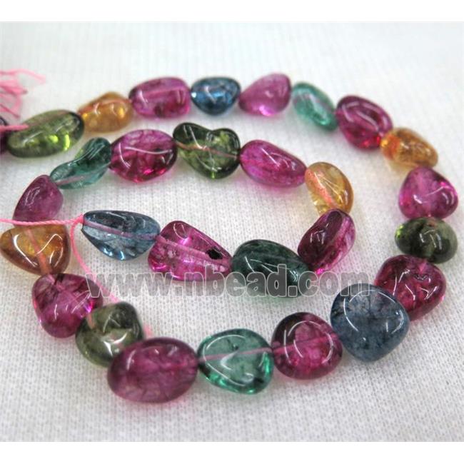colorful tourmaline beads, synthetic, freeform chip