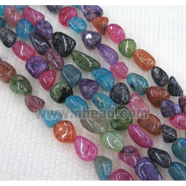 dragon veins agate bead chips, freeform, mixed color