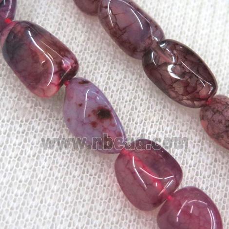 dragon veins agate bead chips, freeform, hot-pink