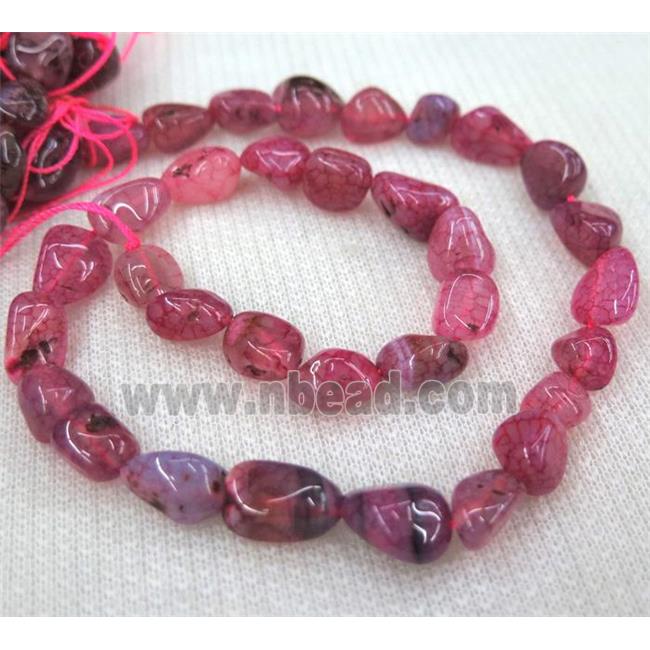 dragon veins agate bead chips, freeform, hot-pink