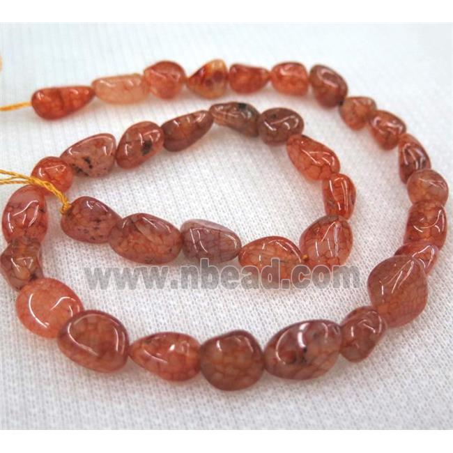 dragon veins agate bead chips, freeform, red