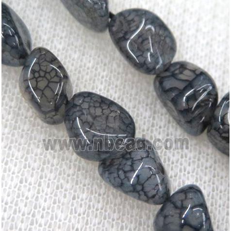 dragon veins agate bead chips, freeform, ink-gray