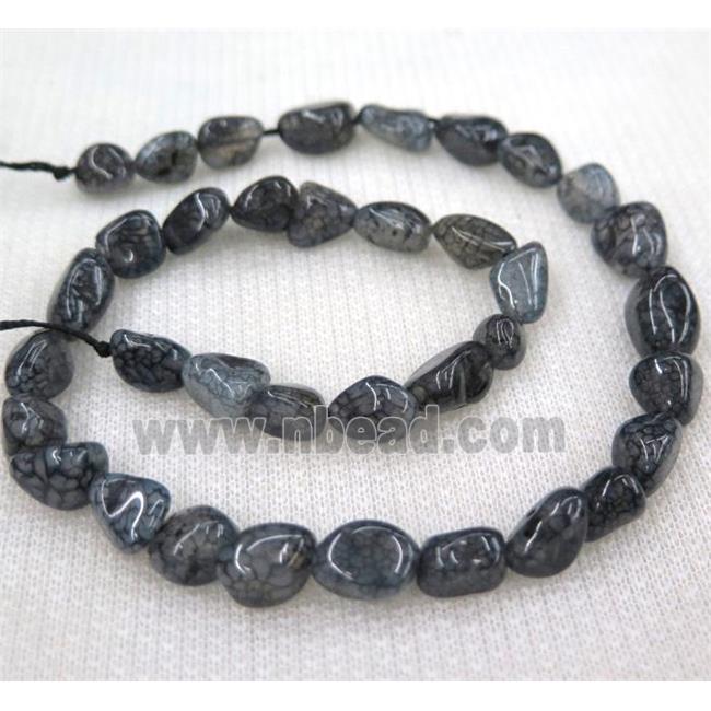 dragon veins agate bead chips, freeform, ink-gray