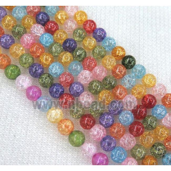 round crackle glass crystal beads, mixed color