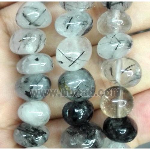 black rutilated quartz chip beads