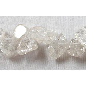 Synthetic Crystal Quartz beads, Crackle, Top-Drilled