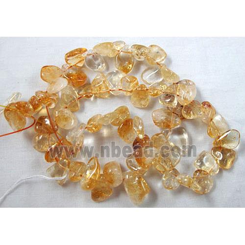 Citrine beads, freeform Drips, Top-Drilled