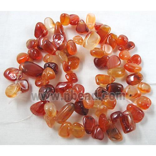 red Carnelian beads, freeform Chip, Top-Drilled