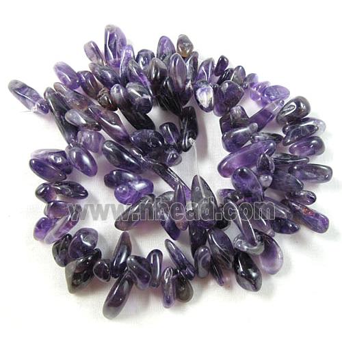 Amethyst beads, freeform Chips, Top-Drilled