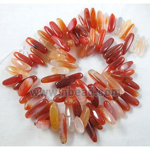 red Carnelian beads, freeform chips, Top-Drilled