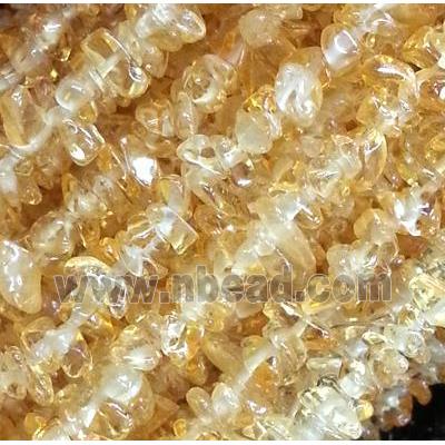 yellow quartz chips beads, freeform chip