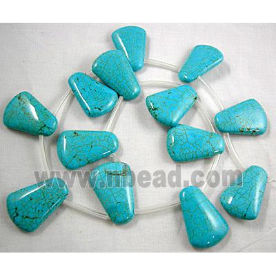 Chalky Turquoise Pendants, stabilized, Flat Trapezoidal, top-drilled