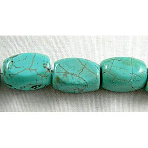Chalky Turquoise beads, Faceted Barrel