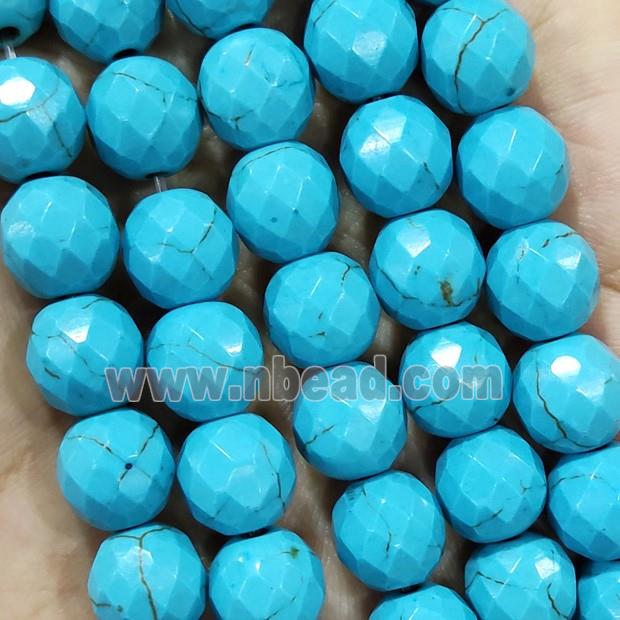 blue synthetic Turquoise beads, faceted round