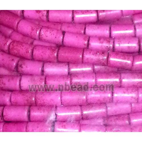 turquoise tube beads, synthetical, pink
