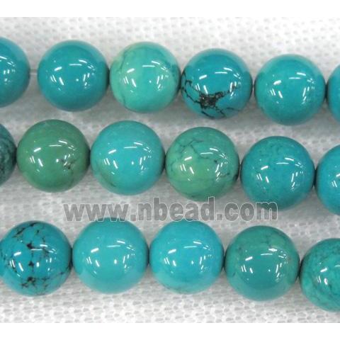 round turquoise beads, blue treated