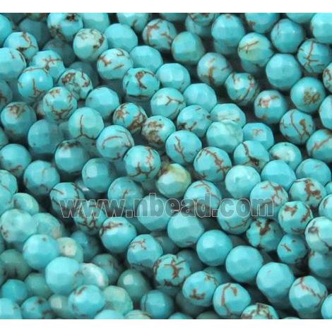 tiny turquoise bead, faceted round