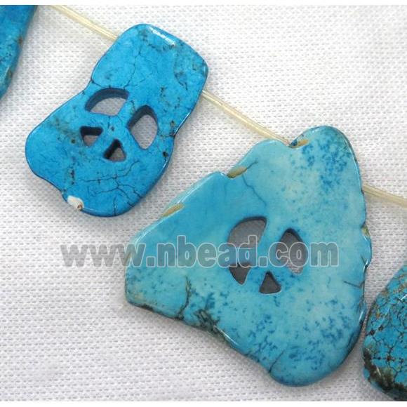 Blue Magnesite Turquoise Slice Beads Peace Sign Topdrilled