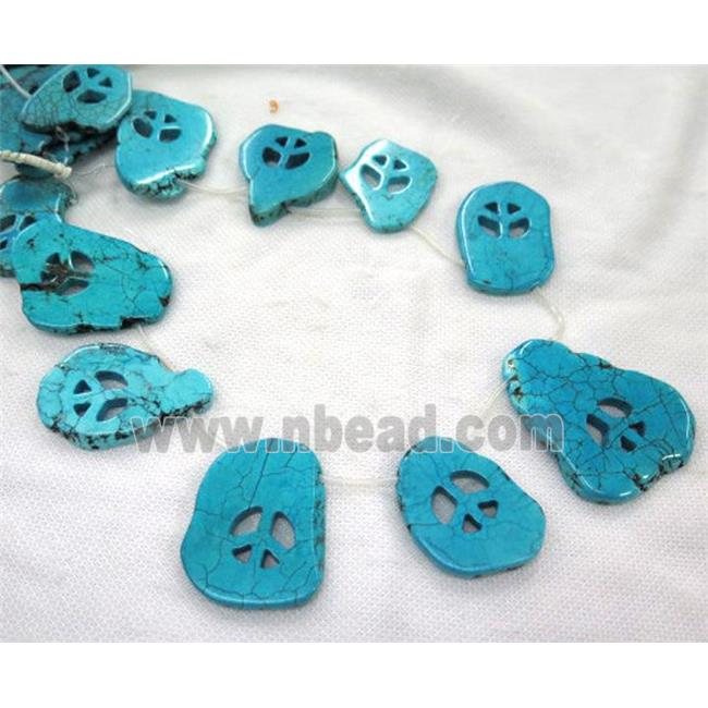 Blue Magnesite Turquoise Slice Beads Peace Sign Topdrilled
