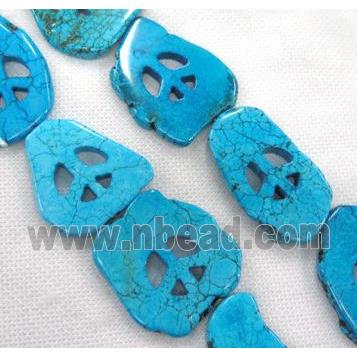 Blue Magnesite Turquoise Slice Beads Peace Sign