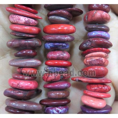 turquoise bead, freeform, red