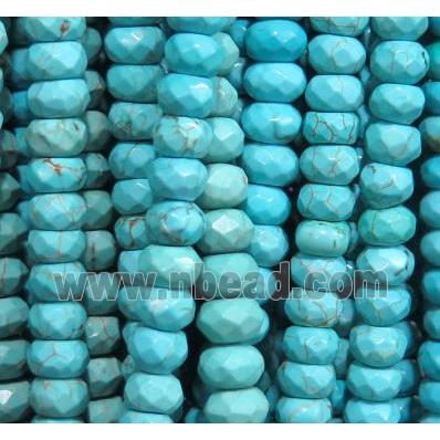blue Assembled Turquoise beads, faceted round