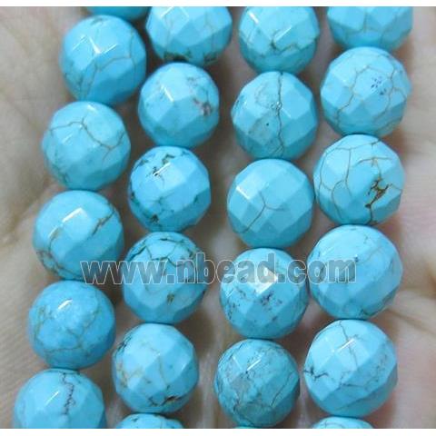 blue Assembled Turquoise beads, faceted round