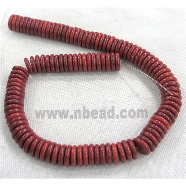 turquoise heishi beads, red dyed