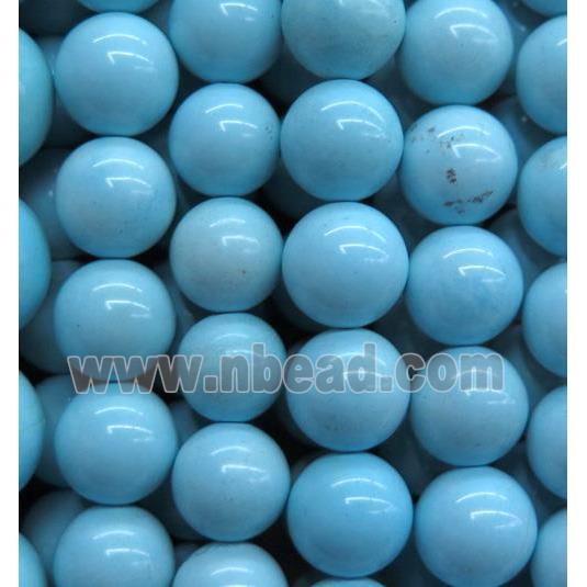 Natural Chinese Hubei Turquoise Beads, round, blue