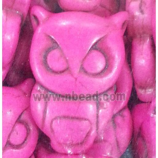pink owl turquoise beads, synthetical