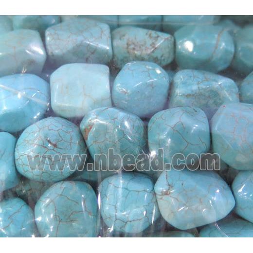 blue Turquoise nugget bead, faceted freeform