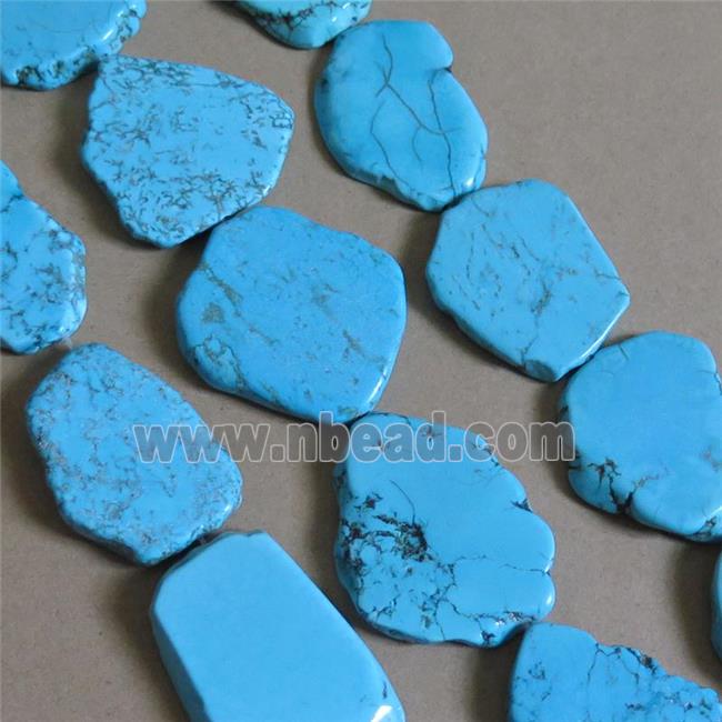 blue magnesite Turquoise slice beads, freeform