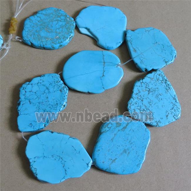 blue magnesite Turquoise slice beads, freeform