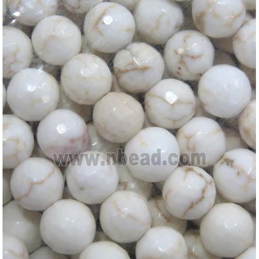white Assembled Turquoise beads, faceted round