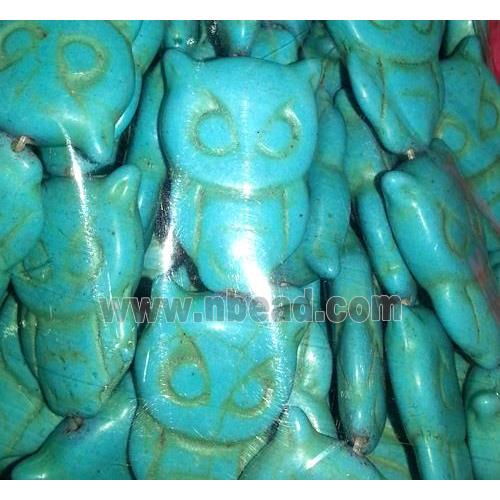 blue owl turquoise beads, synthetical