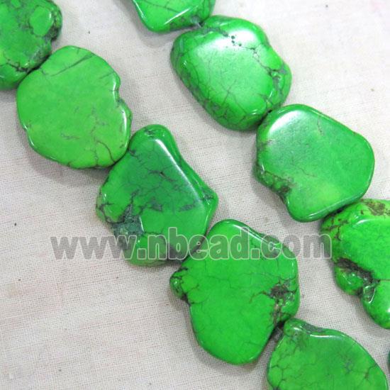 green turquoise slice beads, freeform