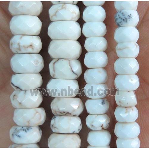 white Magnesite Turquoise beads, faceted rondelle